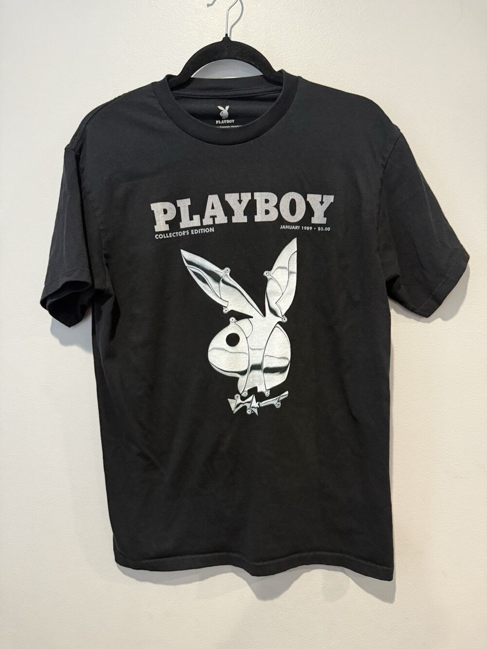 Playboy Bunny Men's Medium Black T-Shirt January 1989 Collectors Edition Graphic